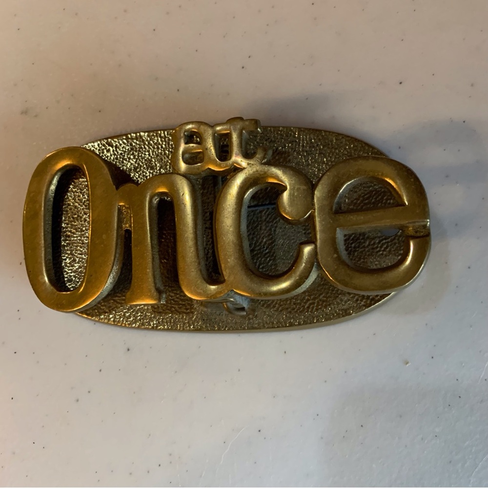 CBK Solid Brass “At once” Spring Clip Mail Bills Desk Organizer 1970’s